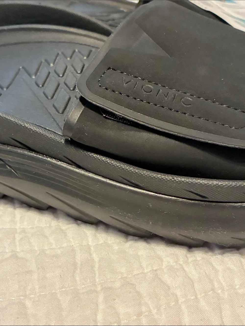 Vionic Men's Black Slide Sandals with Adjustable Strap NWT 7.5 M 9 W